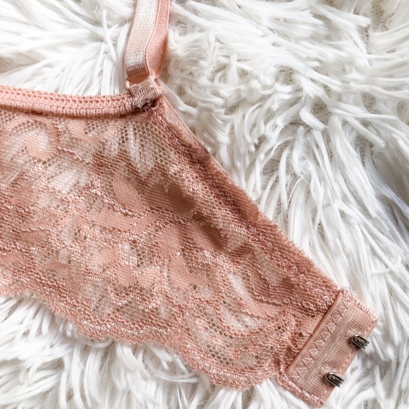 Blush Lace Mesh Lined Triangle Bralette - Picture 9 of 12